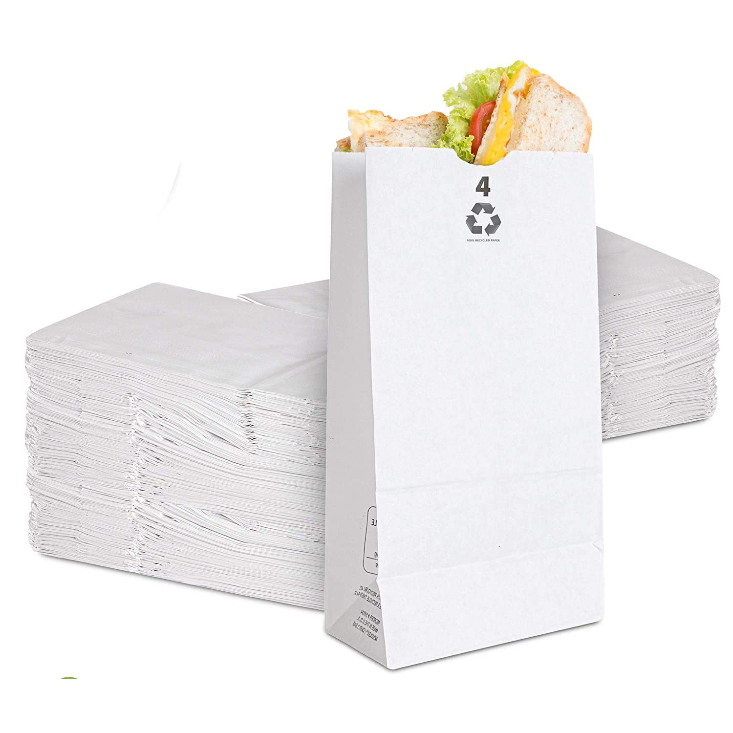 Stock Your Home 4 Lb White Paper Bags (250 Count) - Eco Friendly White